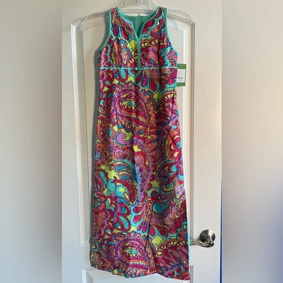chinese dress ladies Lilly Pulitzer Women's Emmett Maxi Dress Printed, Ariel Blue, Small at  Amazon Women's Clothing store main image 1